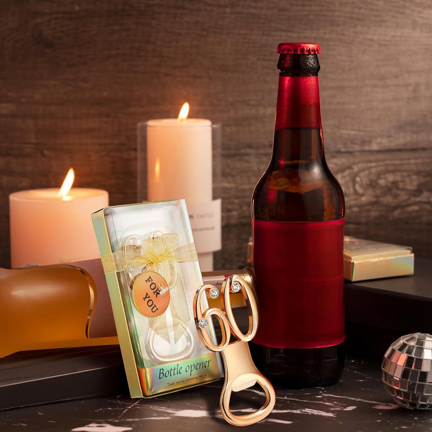 Boao 50 Pcs Birthday Bottle Opener Party Favors Rhinestones Birthday Souvenirs Wedding Anniversary for Guests Beer Opener Party Favors Decoration(Gold,60th Style) - Image 6