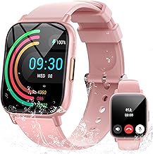 スマートウォッチ 【2025新登場& 1.83インチ大画面】iphone&アンドロイド対応 通話機能付き 通話・着信/LINE/メッセージ通知 smart watch IP67防水 レディース メンズ 腕時計 100+種類運動モード Gmail/line着信＆メッセージ通知 タイマー 音声アシスタント 300mAh長持ちバッテリー ストップウォッチ(Pink)