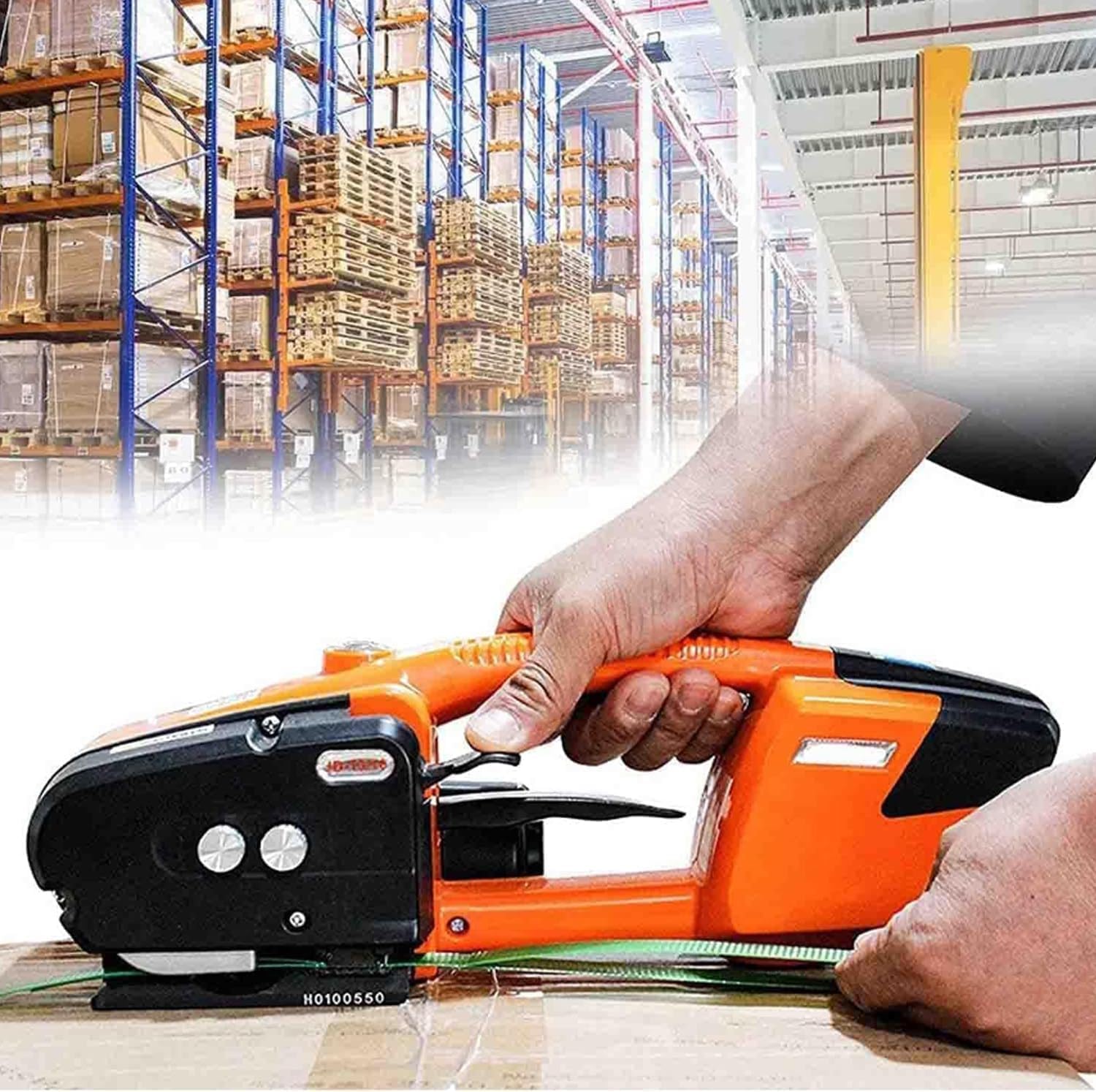 Tragbares elektrisches Umreifungswerkzeug, heiße Schmelzarmiermaschine für PP/PET-Bänder, 3000mAh Batterie, ideal für 13-16mm Palettenverpackung.