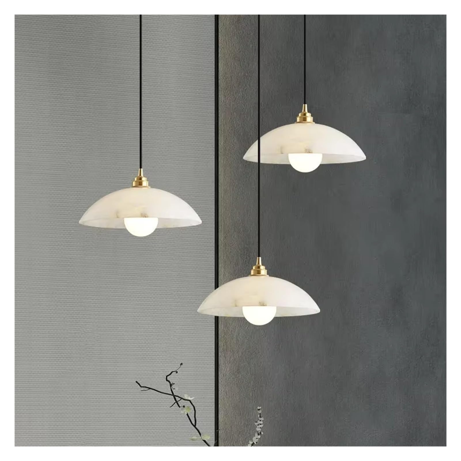 ZTCHSENZT Nordic Marble Chandelier Bedroom Bedside Restruant Living Room Background Wall Indoor Decor Pure Copper Pendant Light,Warm light-3 head