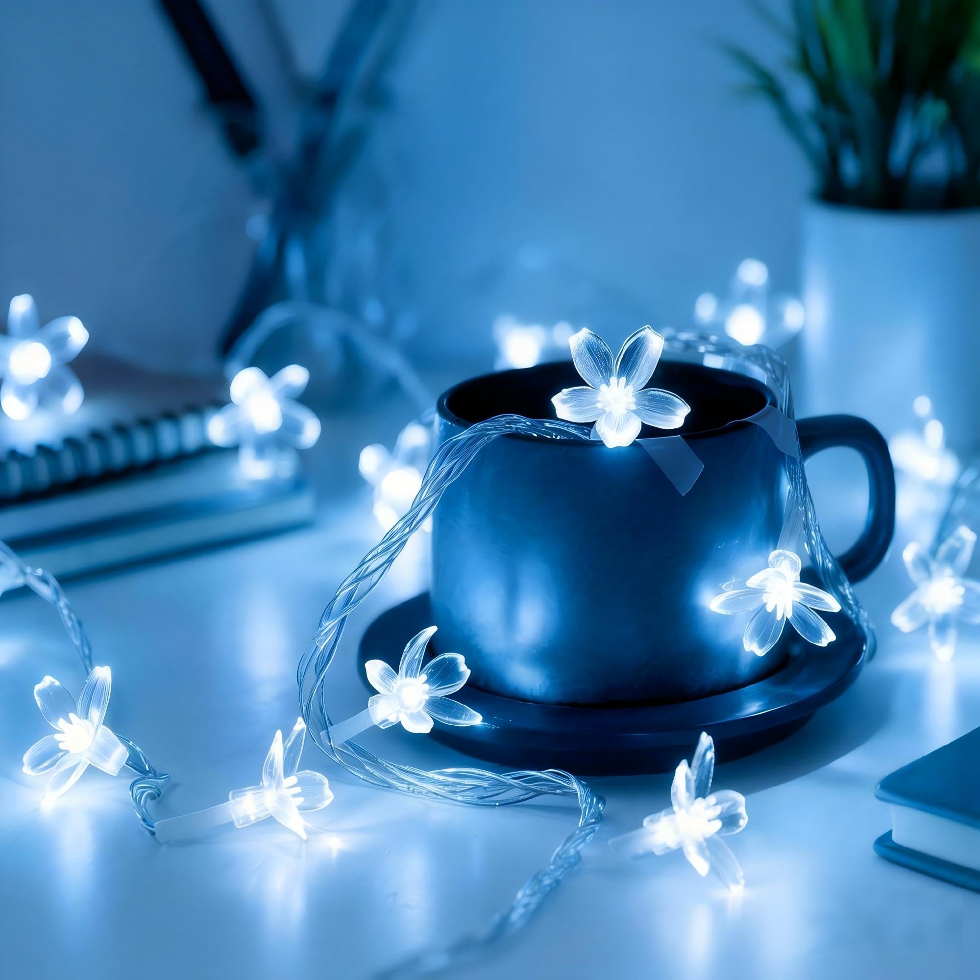 LIGHTOP Guirnalda de luces de hadas de flores para interiores, funciona con pilas, 30 luces LED de cerezo, decoración impermeable para camping, valla de jardín, cumpleaños, fiesta de boda, dormitorio