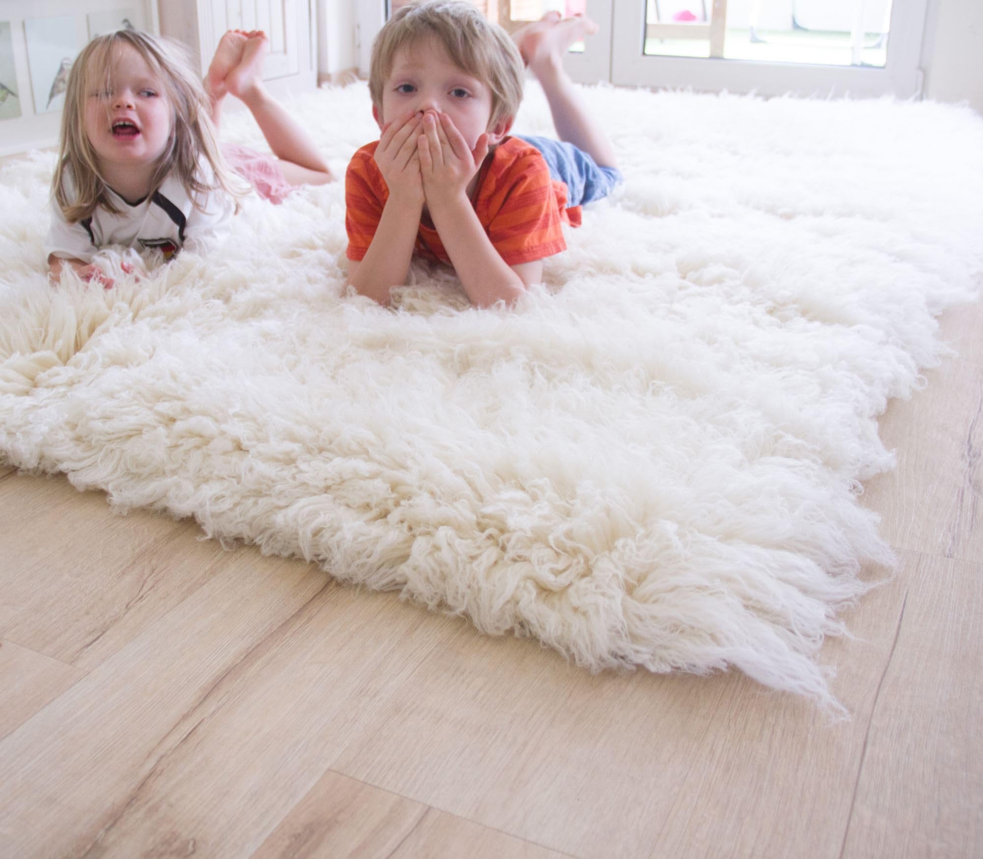 Steffensmeier Flokati 3000 Teppich Natur | original griechischer Hirtenteppich Hochflor | 100% Schurwolle aus Neuseeland, Größe: 55x110 cm