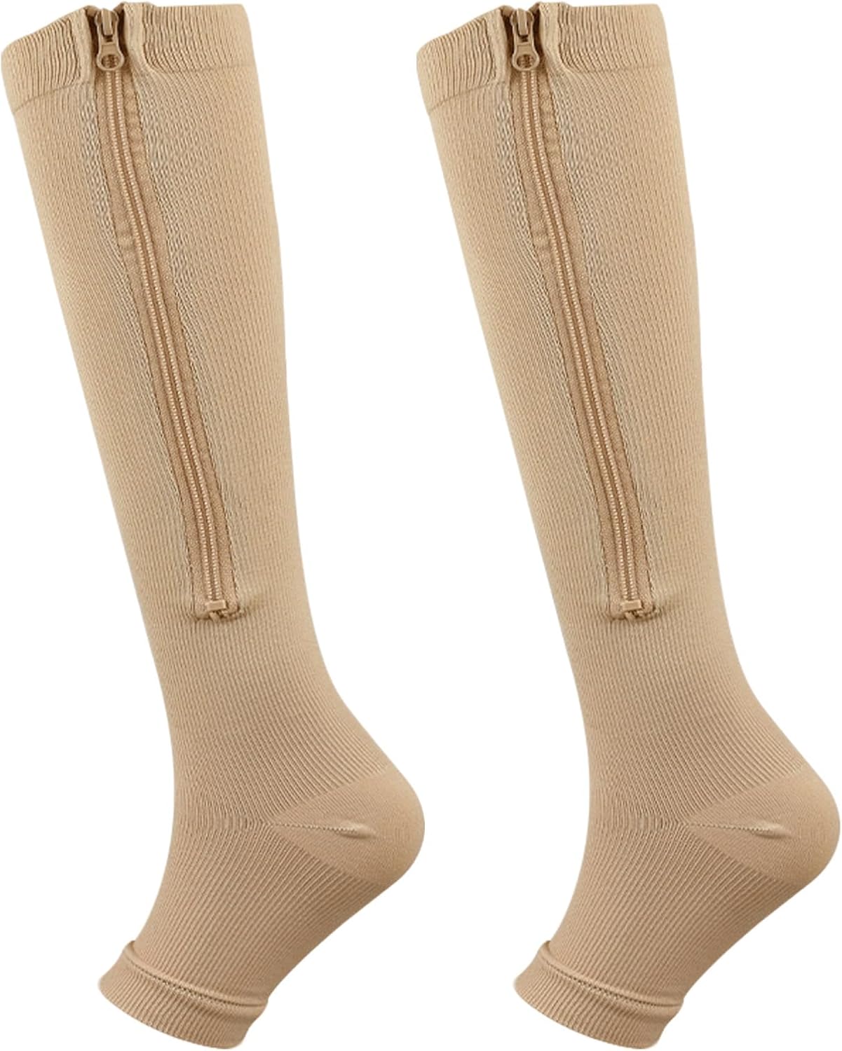Zipper Compression Socks for Women Men, Open Toe Calf Knee High Socks with Zipper, 15-24mmHg, Support Socks for Sport, Edema - Image 6