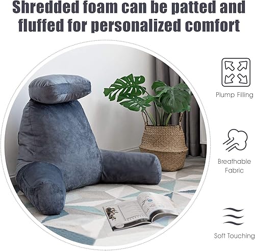 Miniatura 2 de Giantex Almohada de lectura para reposo en cama, almohada de lectura grande con rollo de cuello y brazos desmontables, espuma viscoelástica