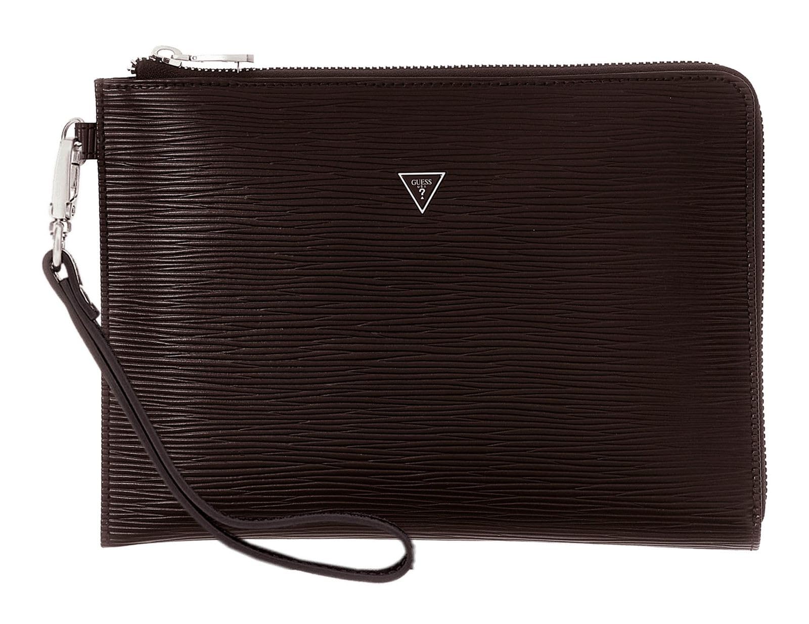 GUESS borsa da polso Milano Clutch Dark Brown marrone scuro