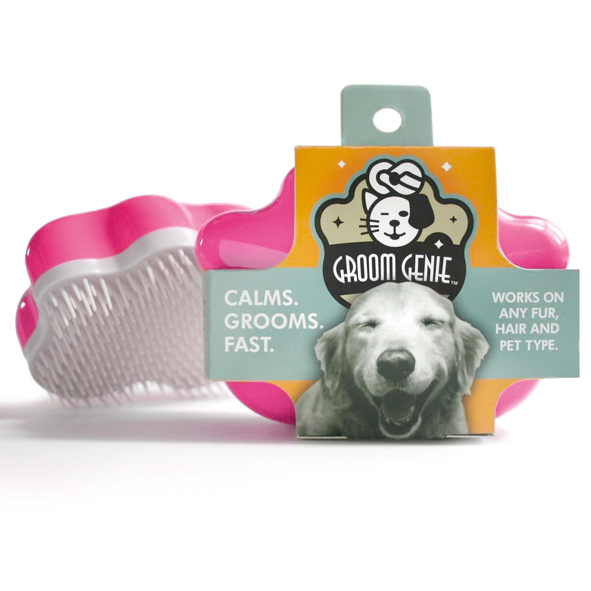 Cepillo de masaje grande de 5 pulgadas para perros y mascotas, herramienta de aseo para gatos, perros, pelo largo o corto, rosa frambuesa
