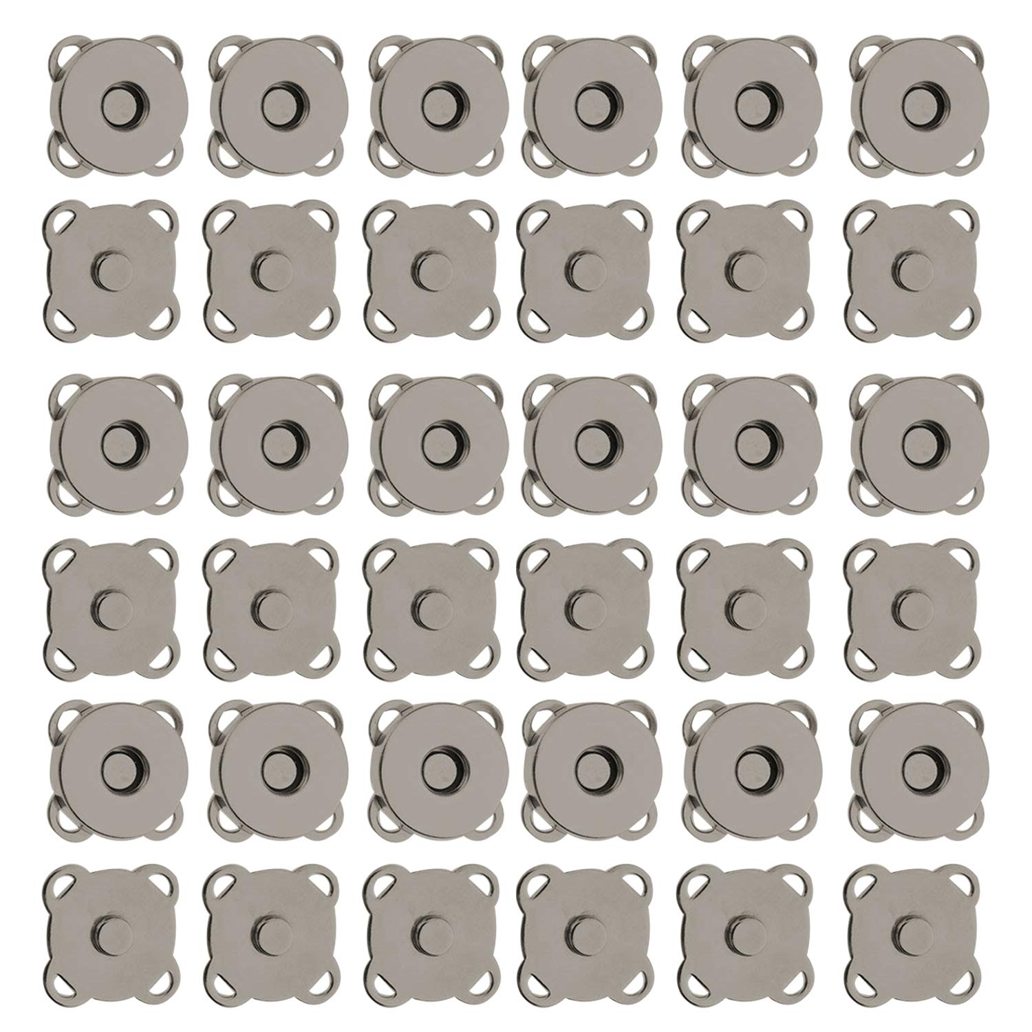 Lot de 2 fermoirs magnétiques en métal pour loisirs créatifs, sacs à main, manteaux en cuir, veste, sac à main (18 mm, argenté, 2 pièces) _ [Noir métallisé (14 mm)