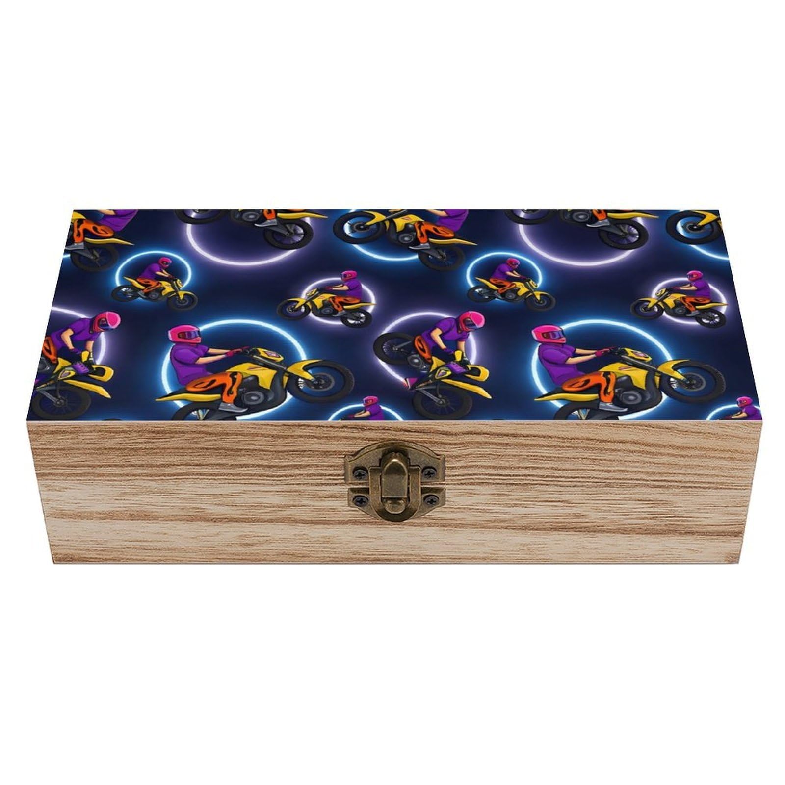 HLBSDM Motocross Dirt Bike Cool Motorcycle Wooden Storage Box