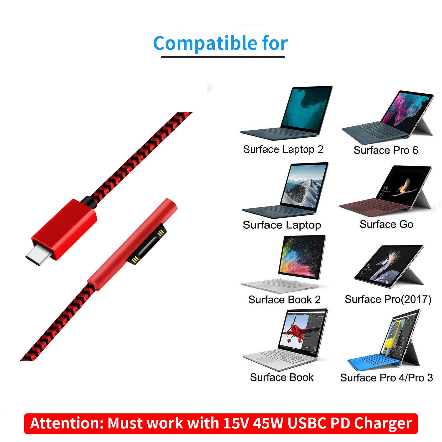 Amazon.co.jp: マイクロソフト Surface PD 急速充電ケーブル 45w15v