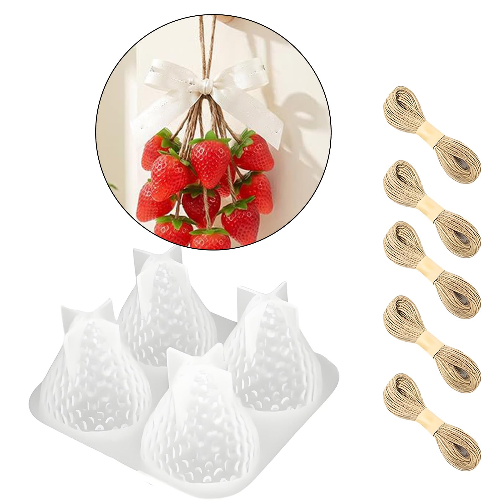 PANGBOER Juego de Manualidades con jabón en Forma de Flor de y Fresa con Molde de jabón de Silicona de Grado alimenticio para Regalo del día de la Madre Hecho a Mano decoración del hogar Molde Hecho