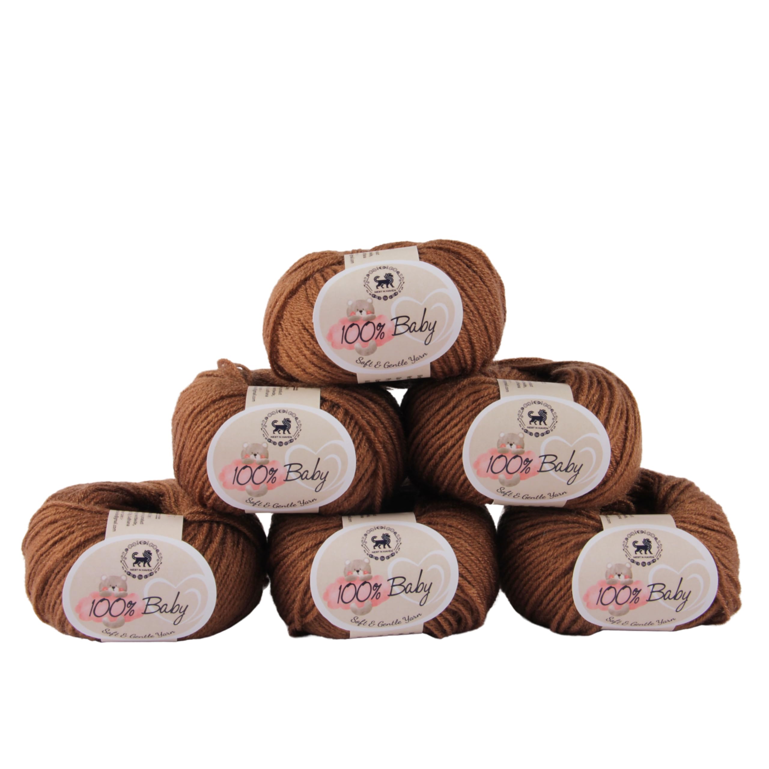 NESTNHAVEN Baby 100% Acrylic Wool Hand Knitting and Crochet Yarn 6