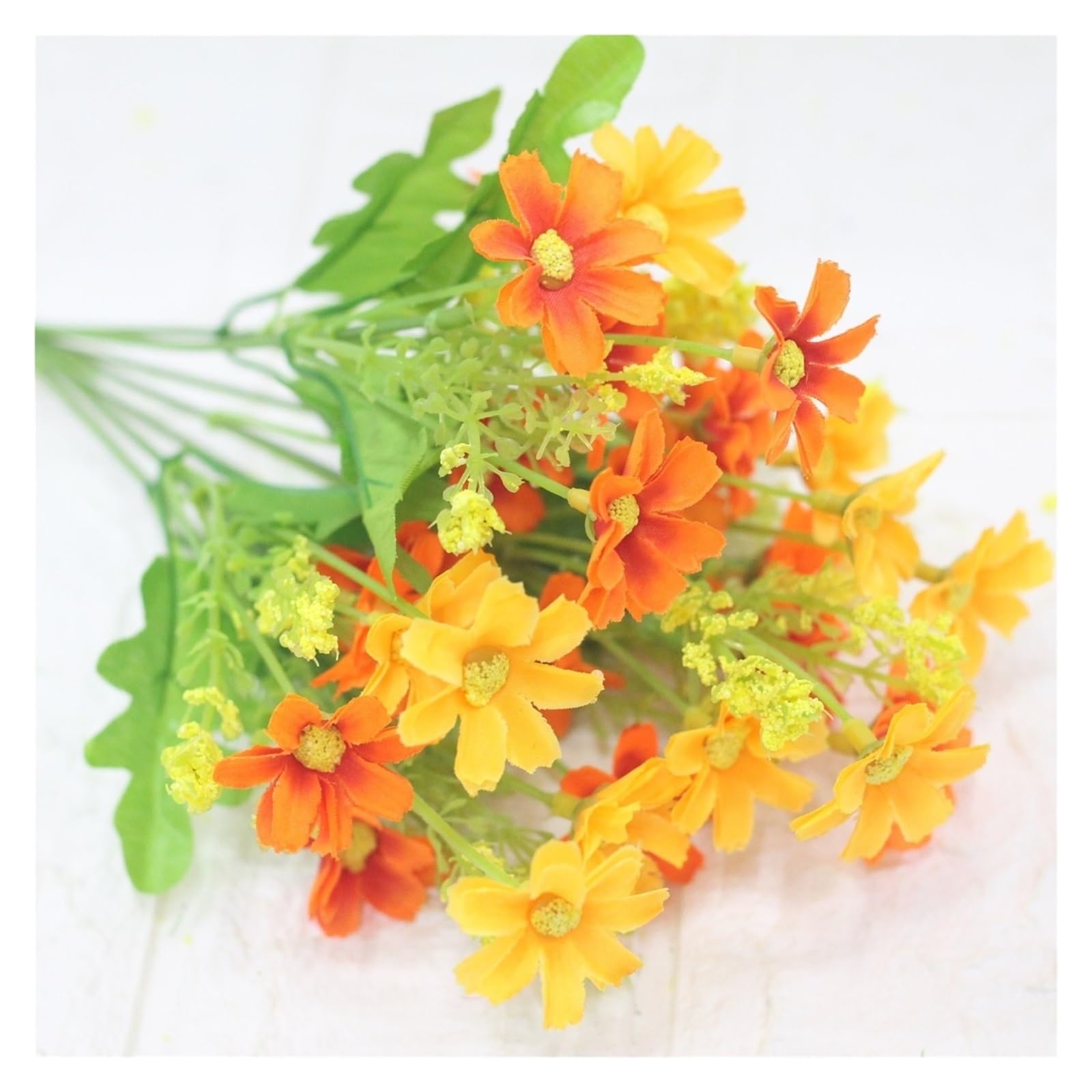 Hhmmei2024-23 Faux Flowers with Vase ﻿ Artificial Gerbera Daisy Flower Bouquet for Home Garden Decoration DIY Wedding Arches Wall Bridal Artificial Flowers(A)