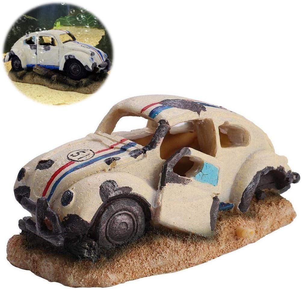 Pssopp Default Simulation Resin Car Aquarium Decorations Simulation Damaged Automobile Shelter Fish Tank Aquarium Ornaments Decor