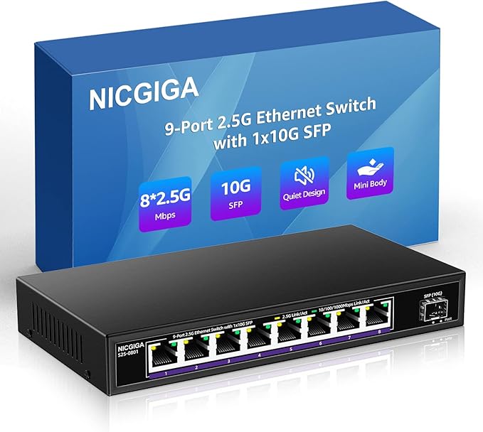 8 Port 2.5G Switch with 10G SFP Uplink, NICGIGA Unmanaged 2