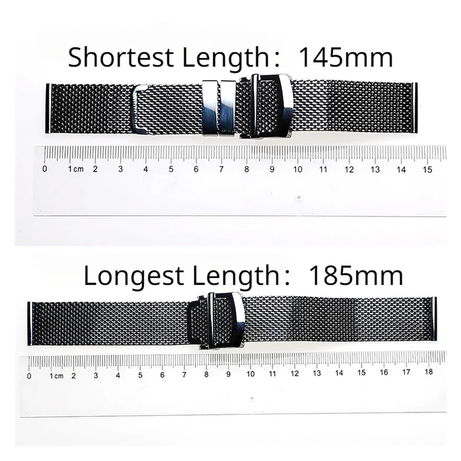 Correa de reloj de malla milanesa de liberación rápida de 20 mm y 22 mm, hebilla plegable para hombres y mujeres