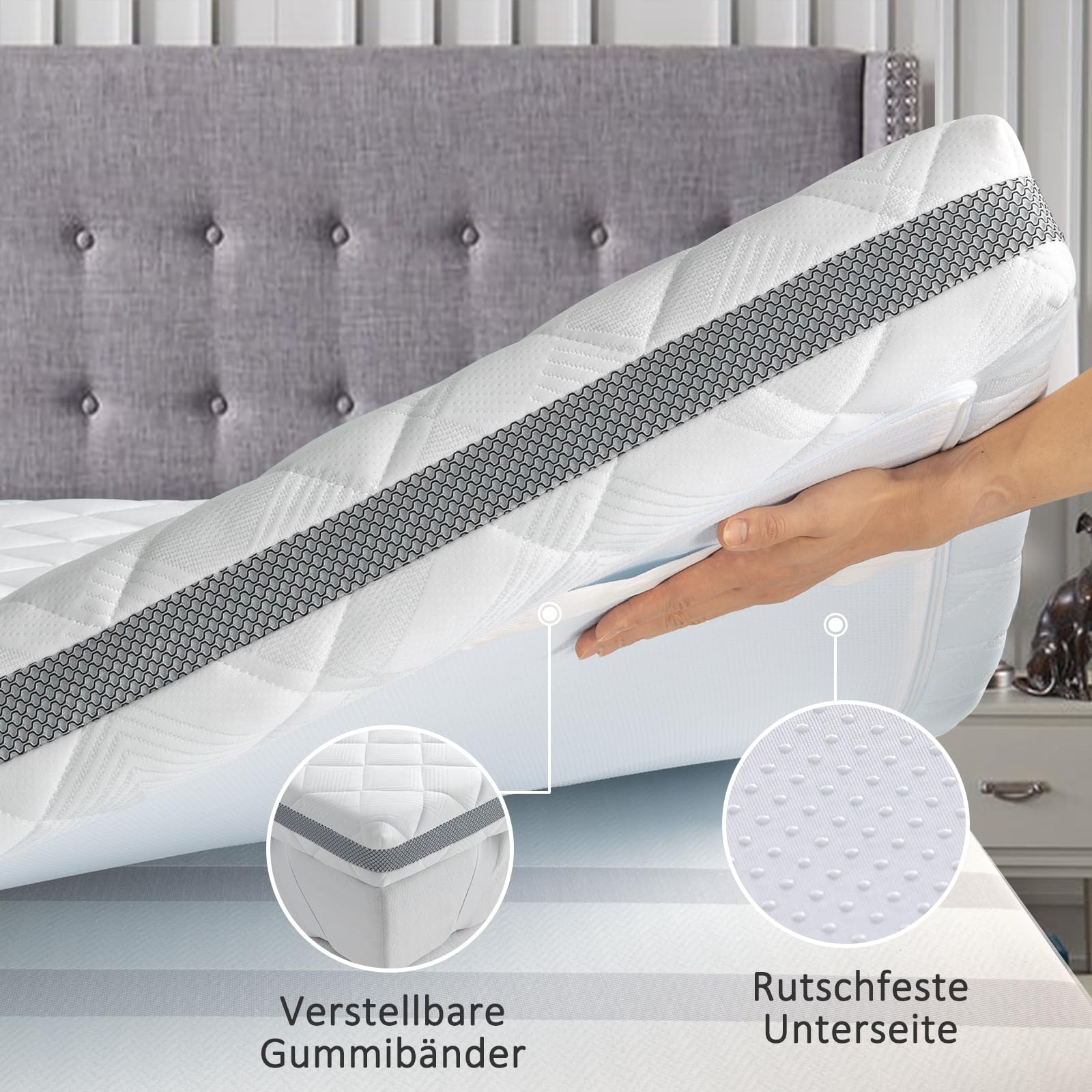 BedStory Gel Topper 180x200cm H3/H4 aus 10cm Höhe Kaltschaumkern, atmungsaktive 3D-Netz Bezug, Bequeme Matratzentopper für Boxspringbett und unbequemem Betten Schlafsofa