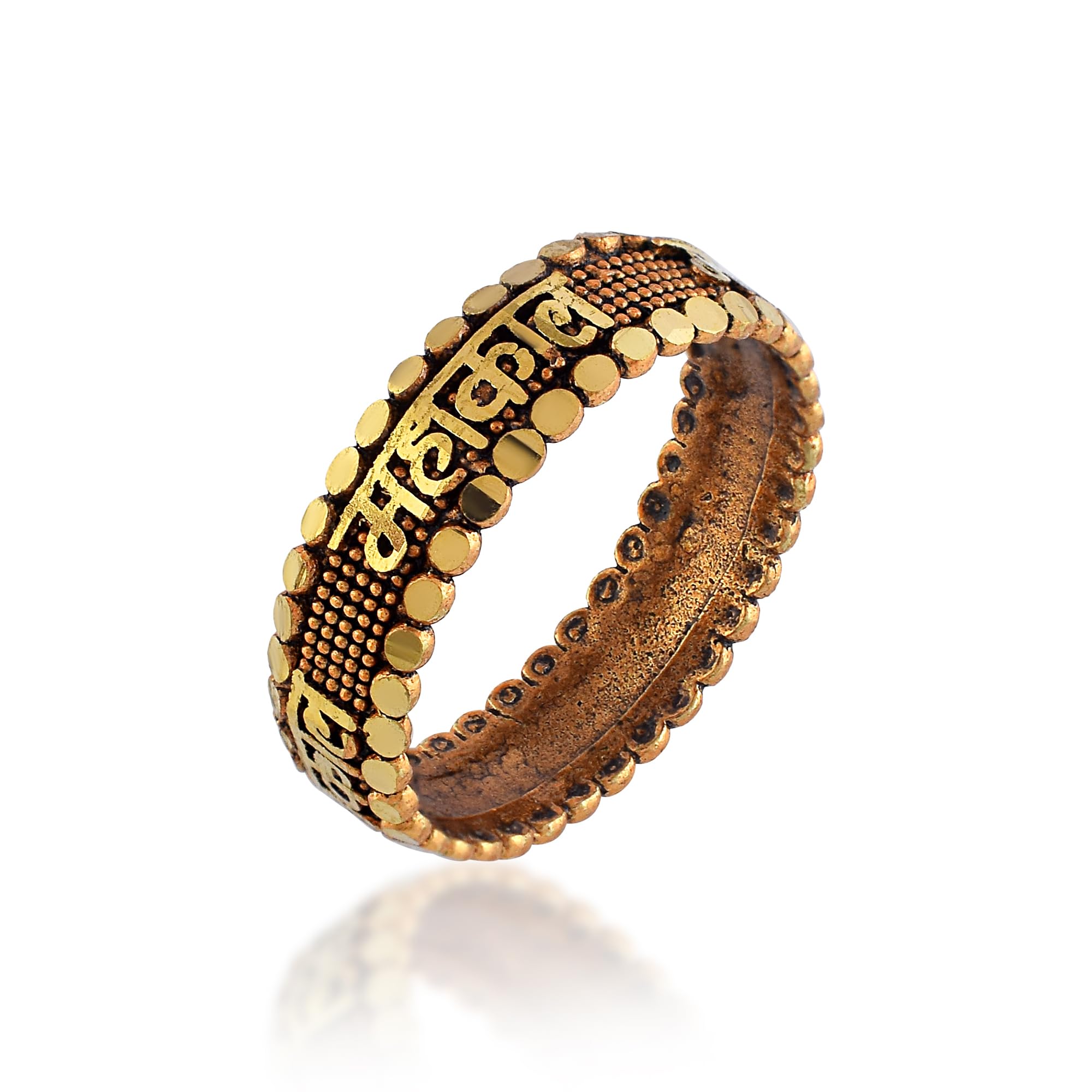 Mahakal Engraved Brass Kada Style Ring for Men & Women | Religious Lord Shiva Mahadev Adjustable Finger Ring | Spiritual Jewelry with Gold Finish(ACOR0260)-image-49