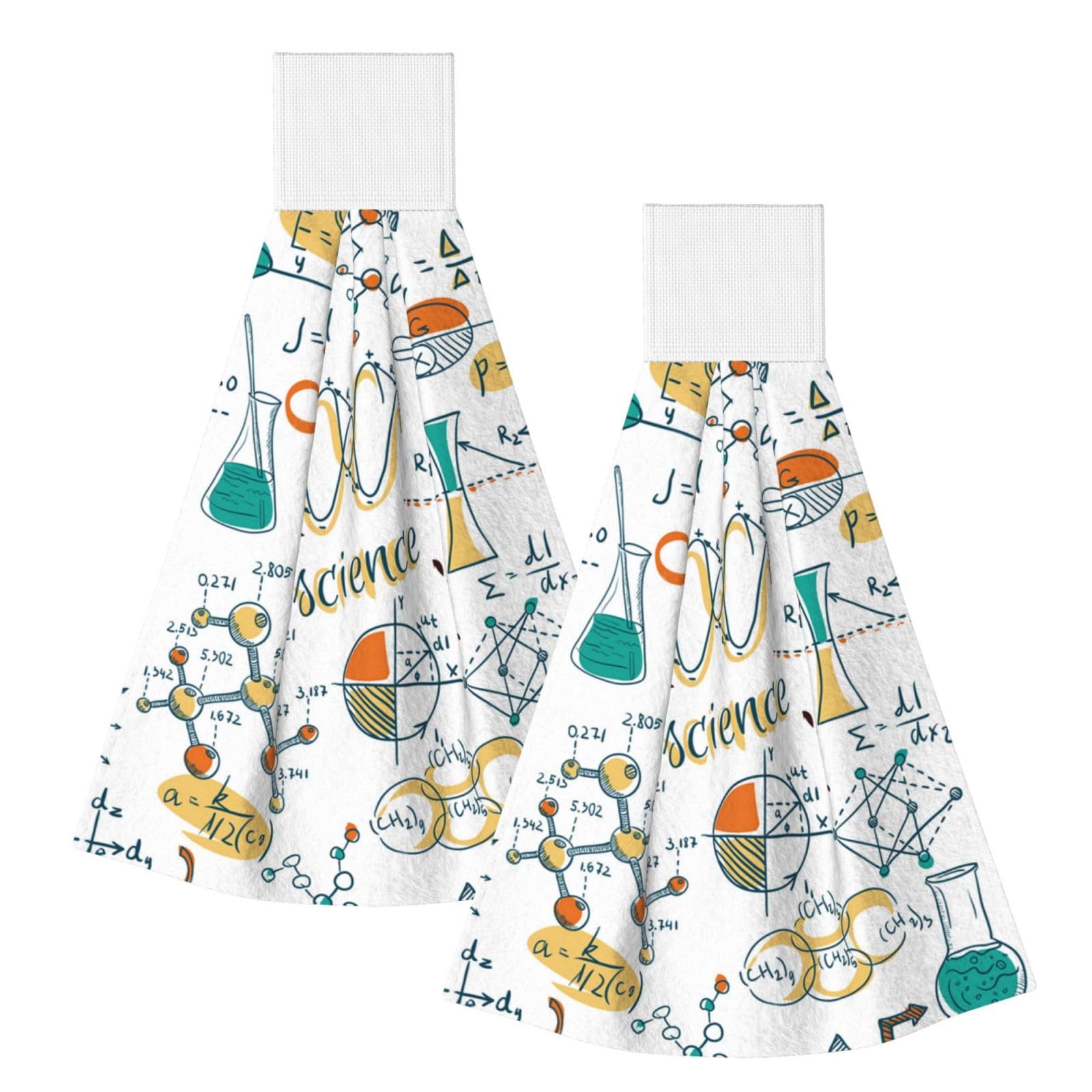 DOPKLNA Science Lab Education Biology Chemistry, 2 Pcs Hanging Coral Fiber Hand Towels for Bathroom, Absorbent Kitchen Towels