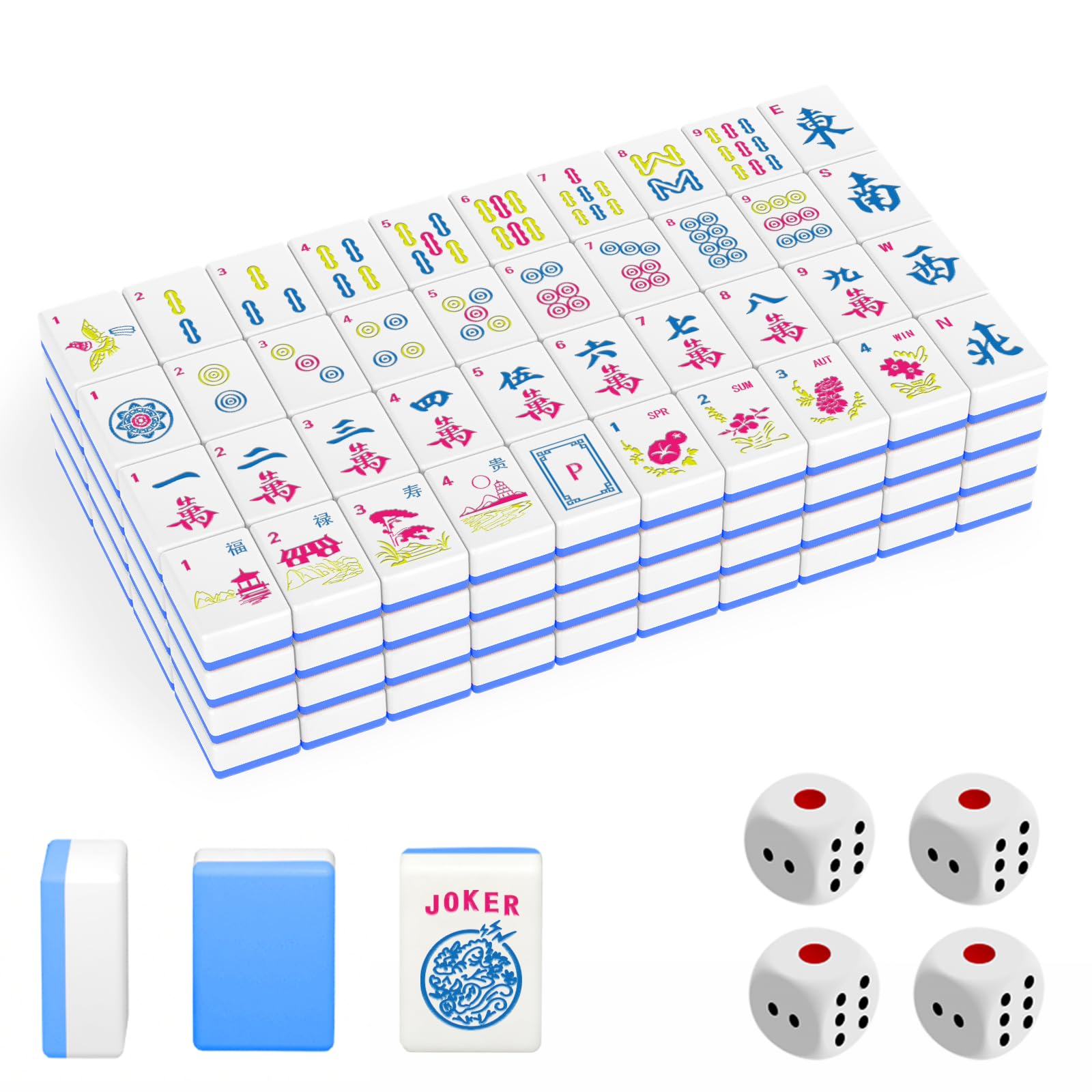 Photo 1 of 1.2" American Mahjong Tile Set, 166 Tiles + 4 Dice, Mahjong Tiles Only