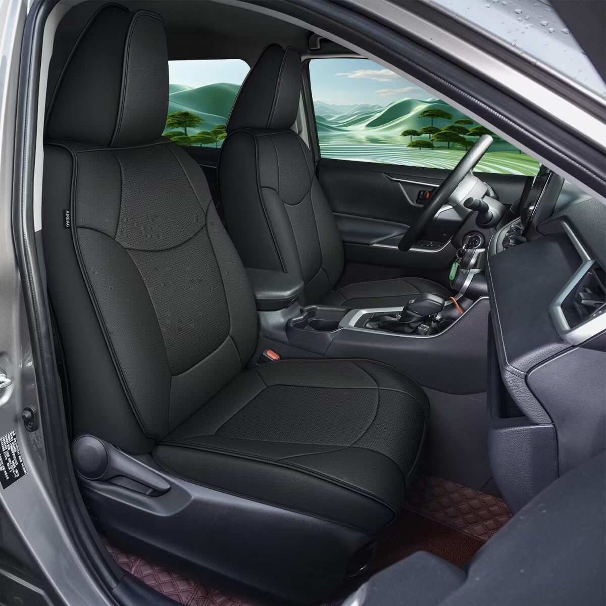 TTX LIGHTING Leather Car Seat Cover Custom Fit for Toyota RAV4 2019-2025 Front 2 Seats Faux Leather Automotive Seat Protector Cushion Covers