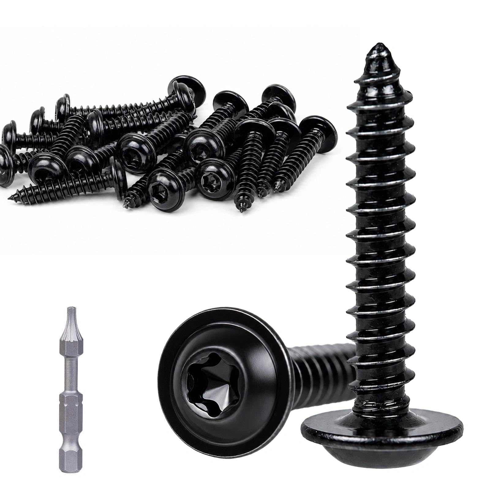 Metrifix 150 pcs Self Tapping Screws M3x10mm Black Torx Wood Screws