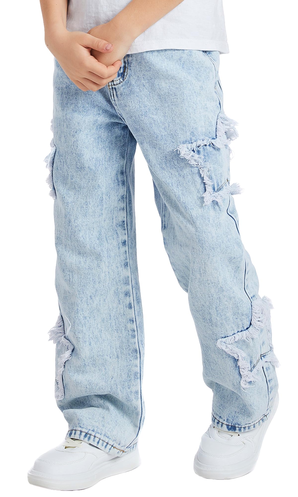SEAUR Jeans da ragazzo, a gamba larga, con elastico in vita, Y2K, denim, stile vintage, EU 128-152 (8-12 anni)