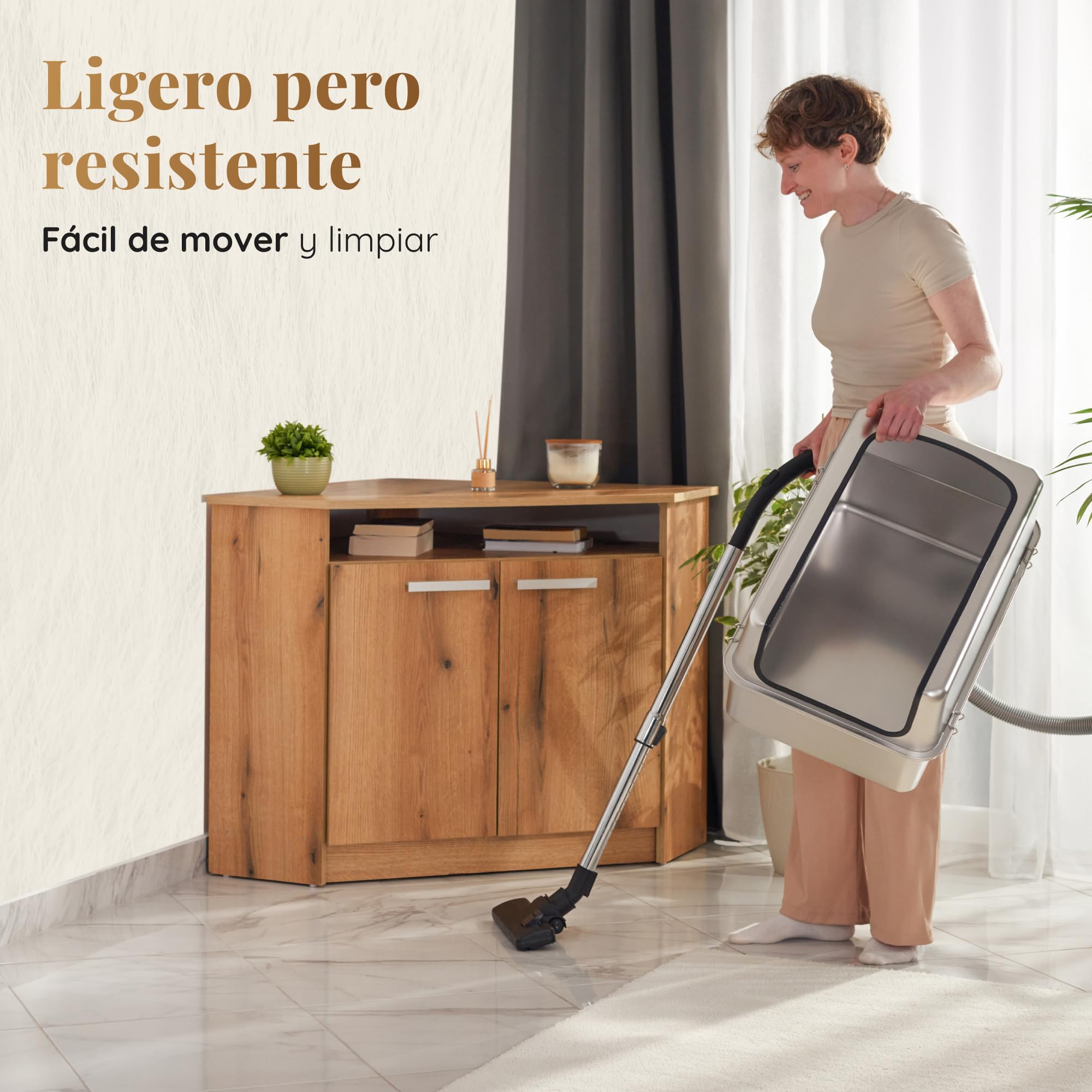Arenero Acero Inoxidable Gatos – Caja de Arena para Gatos XXL – Capacidad de 38 L – Superficie Antiadherente – Sin olores y Antiadherente – Incluye Pala para Arena y Alfombrilla – 60 × 40 × 32 cm