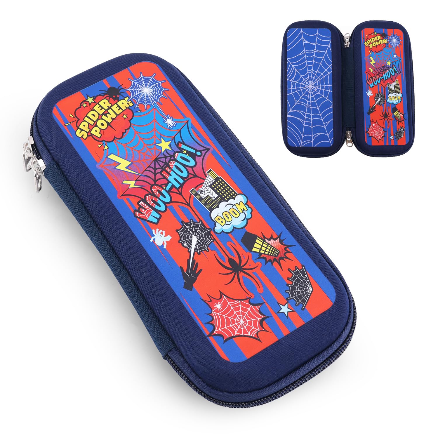 Spider Web Pencil Case for Boys, Large Capacity, Anime Design, School Pencil Case