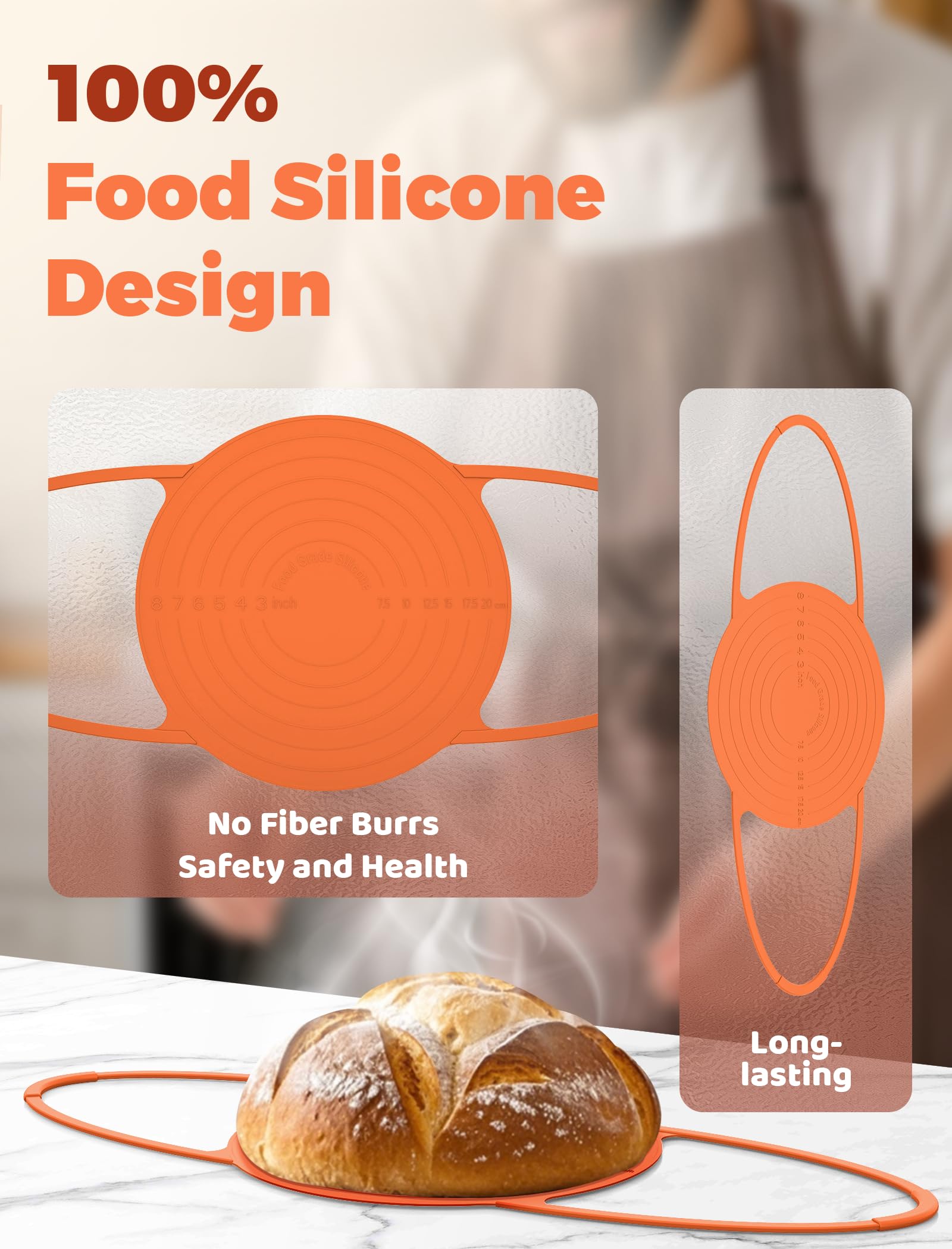 Sourdough Silicone Bread Sling : 2Pcs Reusable Baking Sling Dutch Oven, Non-Stick & Easy Clean Bread Mats With Handles For Sourdough(Beige & Orange)