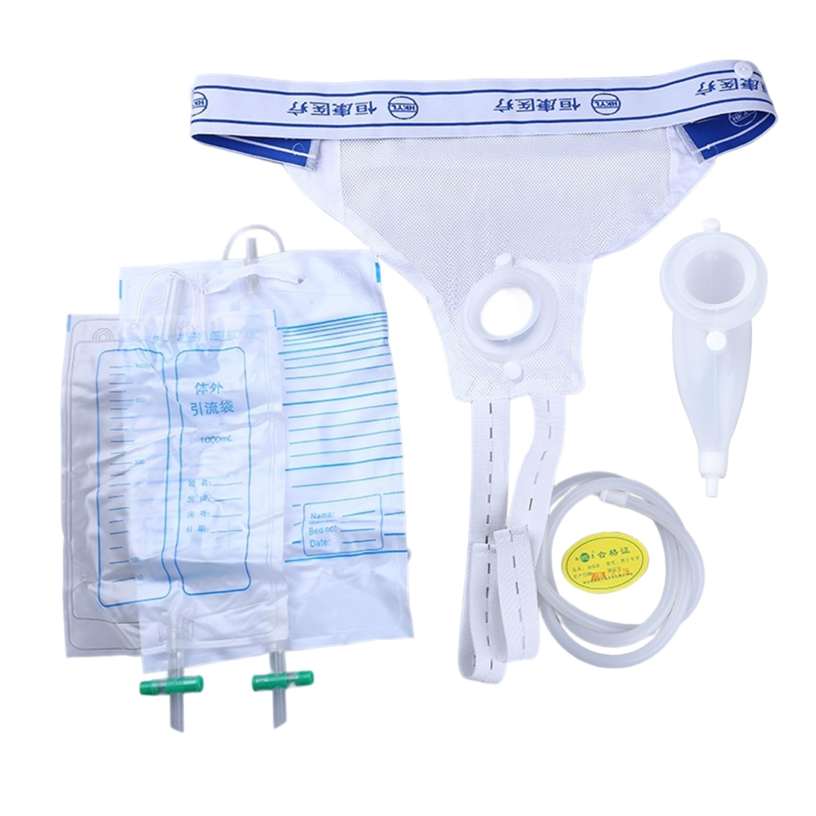 Collezionista di urina, catetere esterno per uomini, collezionista di urine maschili in silicone traspirante con sacca da 2 pcs 1000/2000 ml, sacchetti di catetere portatile riutilizzabili per uomi