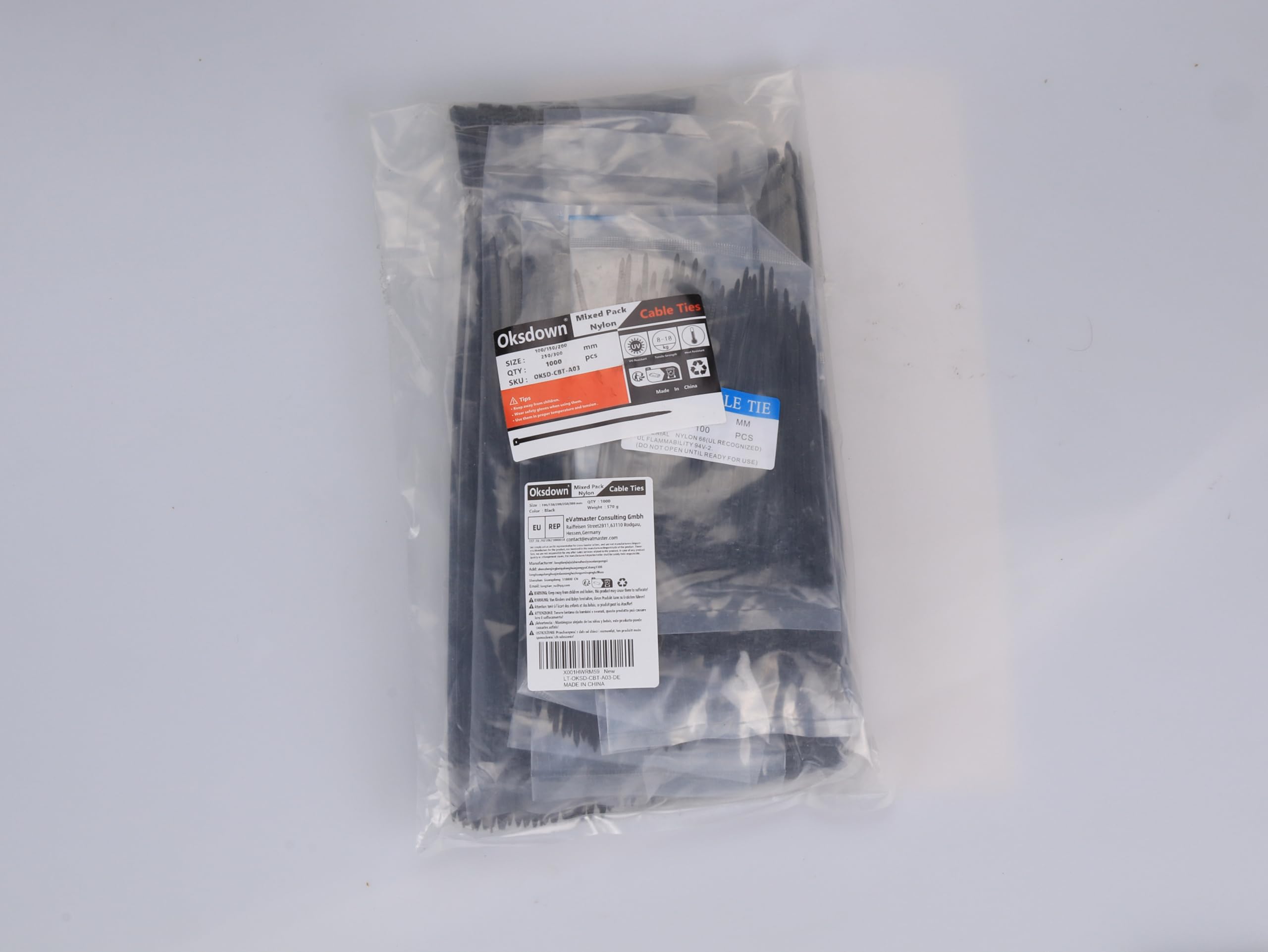 Amazon.com: Oksdown 1000 Pcs Black Cable Zip Ties Assorted Sizes 4