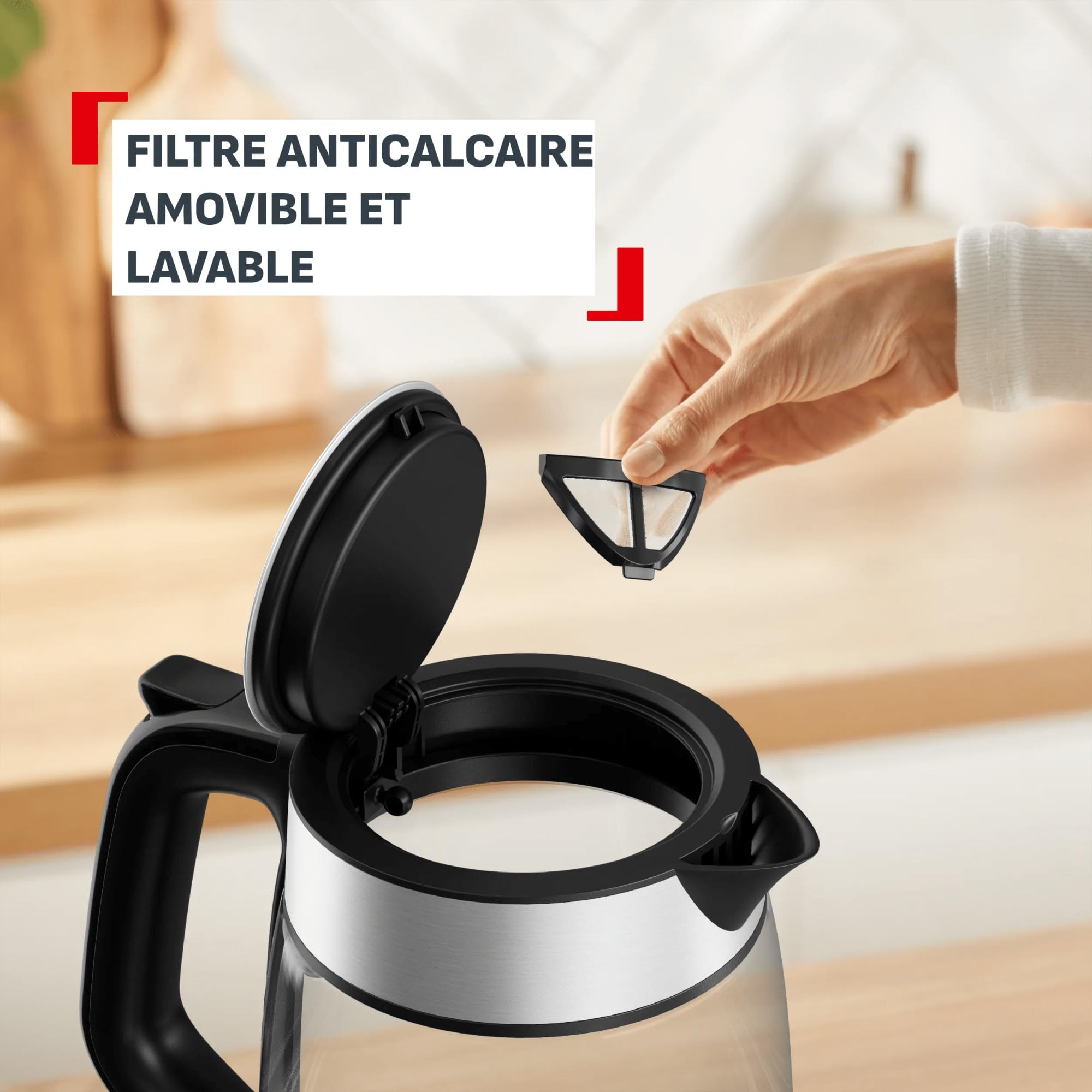 Tefal Express, Bouilloire en verre, Bouilloire électrique, Ébullition rapide, Arrêt automatique, Indicateur 1 tasse, KI6A58E0
