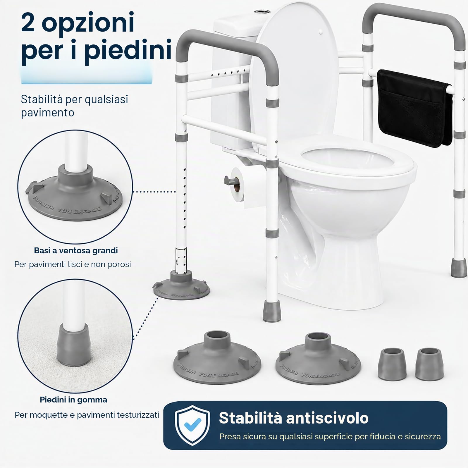 Supporto wc per anziani,Telaio per WC per disabili e anziani,Altezza e larghezza regolabili