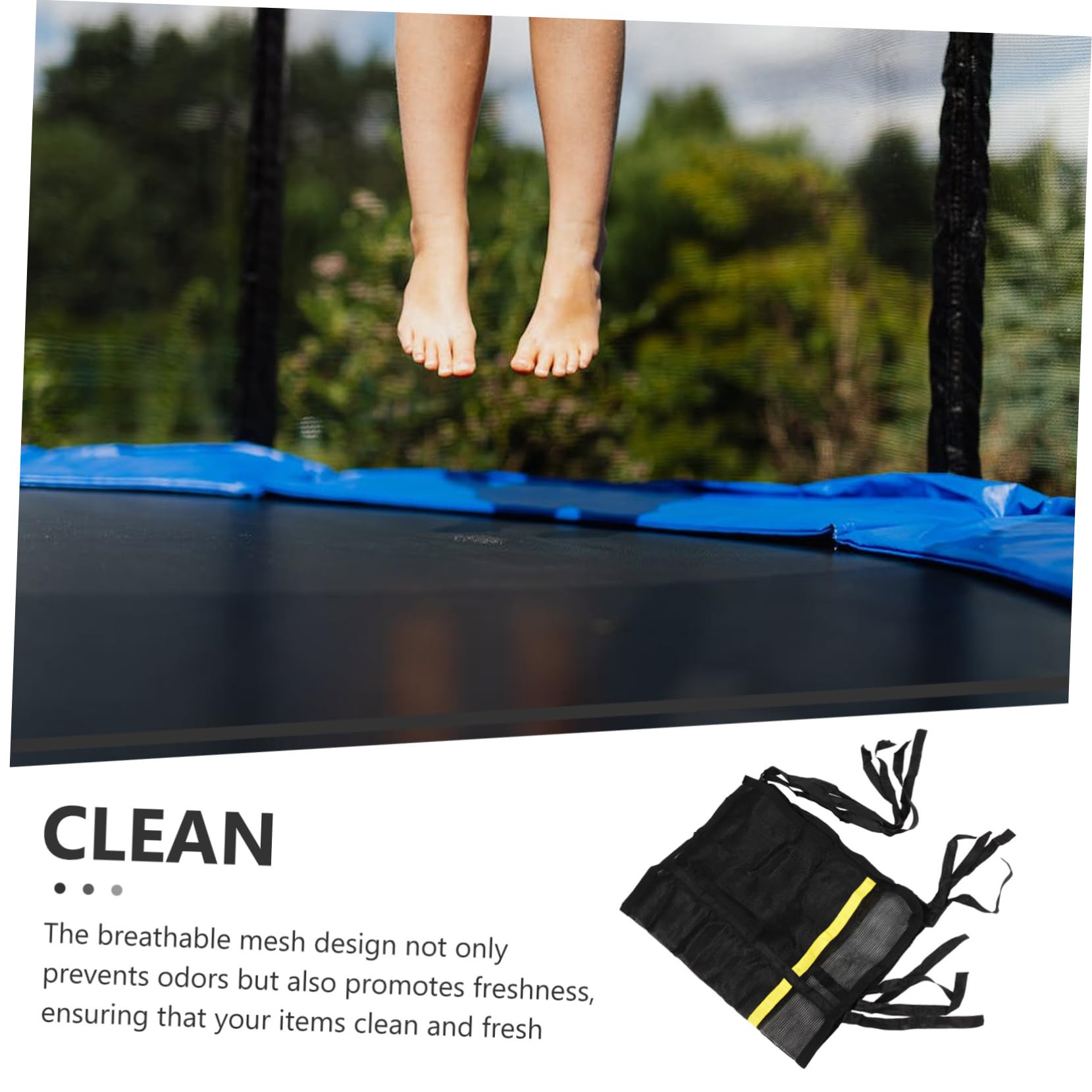 KOMBIUDA Trampoline Net Bag Trampoline Shoes Pouch Hanging Storage Pouch Sturdy Mesh
