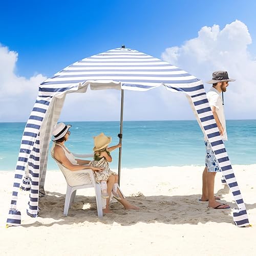 Miniatura 9 de Cabaña de playa – Sombrilla de playa de 6 pies con protección UV UPF 100+ y cortina de sombrilla, tienda de campaña impermeable, sombra portátil,