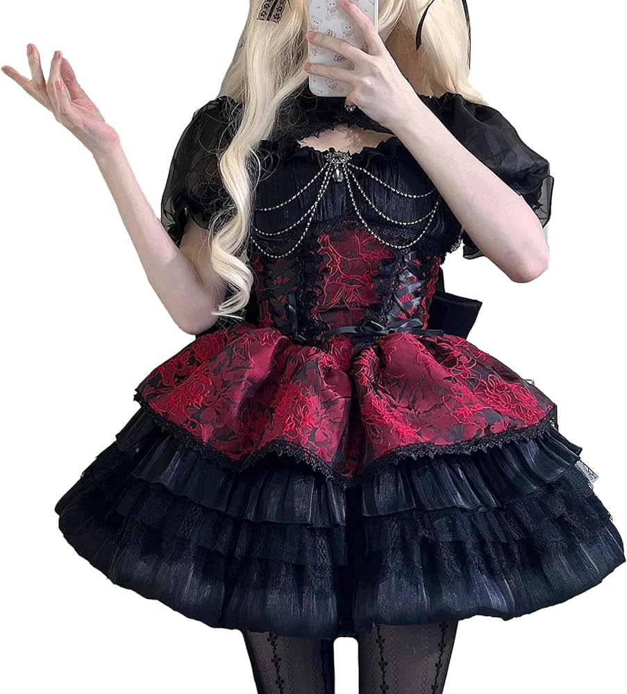 黒ロリ 乙女心lolita ロリータ ジャンパースカート フリル ロリータ