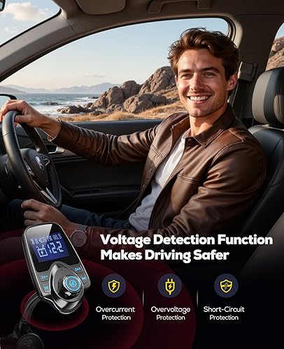 Miniatura 8 de Nulaxy Versión actualizada KM18 2026 Adaptador de coche Bluetooth 5.4 de 48 W con puertos de carga rápida PD 30 W y QC3.0 18 W, compatible con