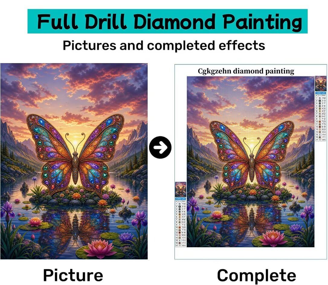 Diamond Painting Mariposa, Manualidad Creativa y Relajante 80x100cm C8-134