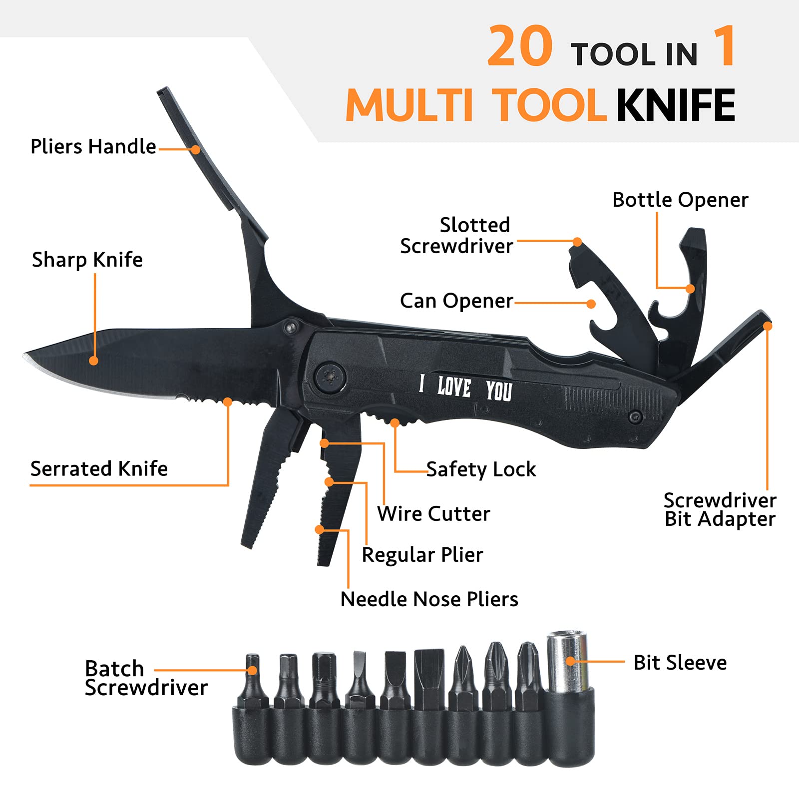 Birthday Gifts for Men Dad, Multitool Pliers Folding Pocket Knife,Christmas Gifts for Dad,Stocking Stuffers for Husband Boyfriend Him,Cool Gadgets Practical Gifts for Outdoor Product Image 3