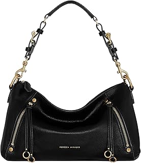 Rebecca Minkoff Rivington Small Shoulder Bag, Women's Leather Handbag with Antique Brass Hardware