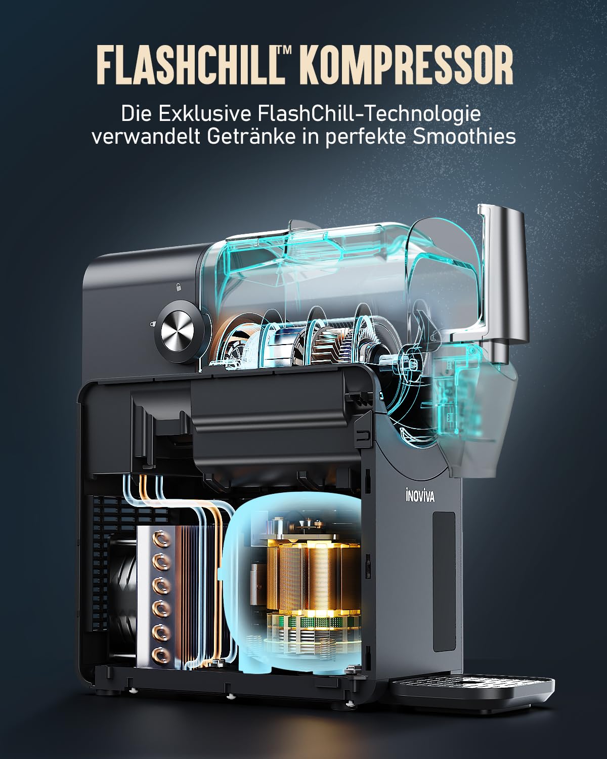 Slush Maschine INOVIVA, Slushie für Zuhause mit Selbstreinigung, 5 voreingestellte Modi, Slushies, Milchshakes, Frappés & gefrorene Cocktails(dunkel)