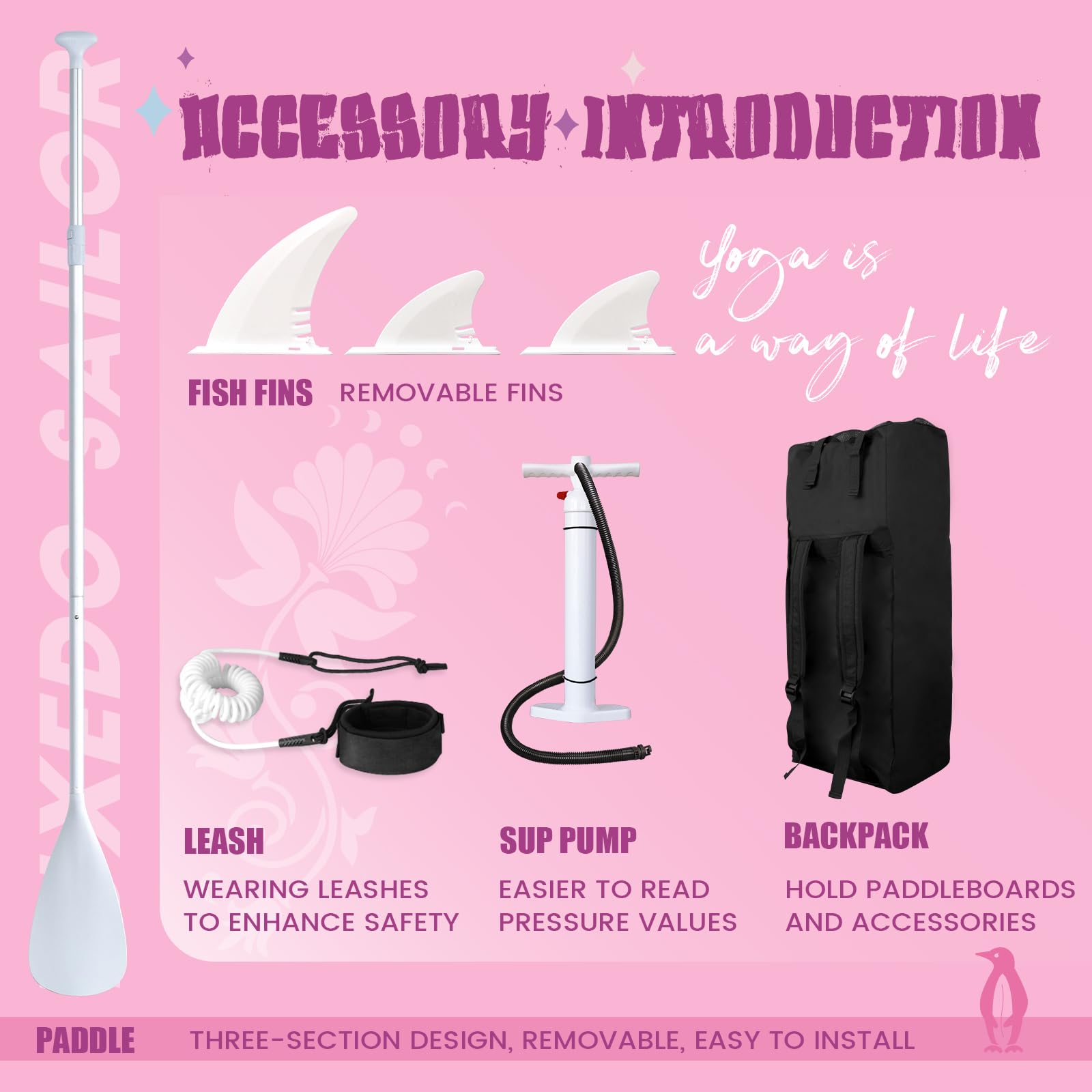 Tuxedo Sailor SUP Gonfiabile Adulti 320 cm Stand Up Paddle Board, Tavola da SUP Paddle Board con Accessori, Tavola Gonfiabile 2 Posti