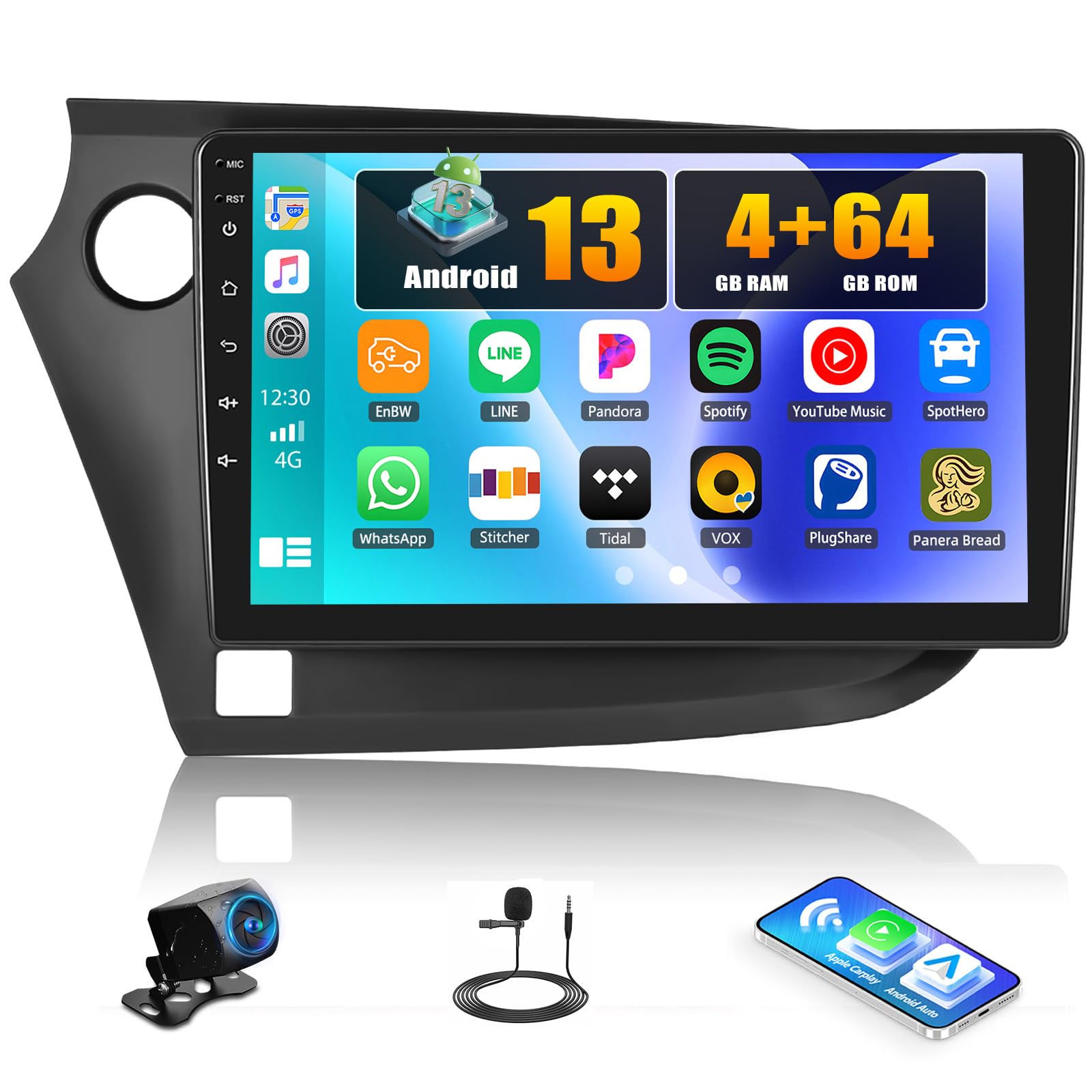Photo 1 of [4+64G] Android 13 Car Stereo for Honda Insight 2009-2014 with Wireless Carplay&Android Auto,9 Inch Car Radio with Mirror Link Bluetooth FM/RDS WiFi GPS EQ DSP SWC+Backup Camera