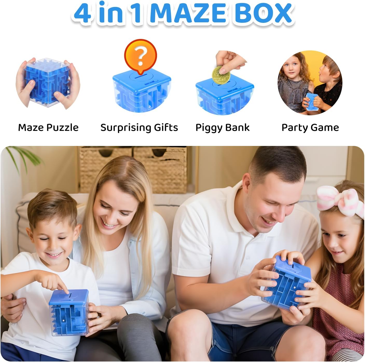 Money Maze Puzzle Boxes Blue, Money Gift Boxes for Cash Pop Up, Money Puzzle Box for Cash Gift Kids Adults