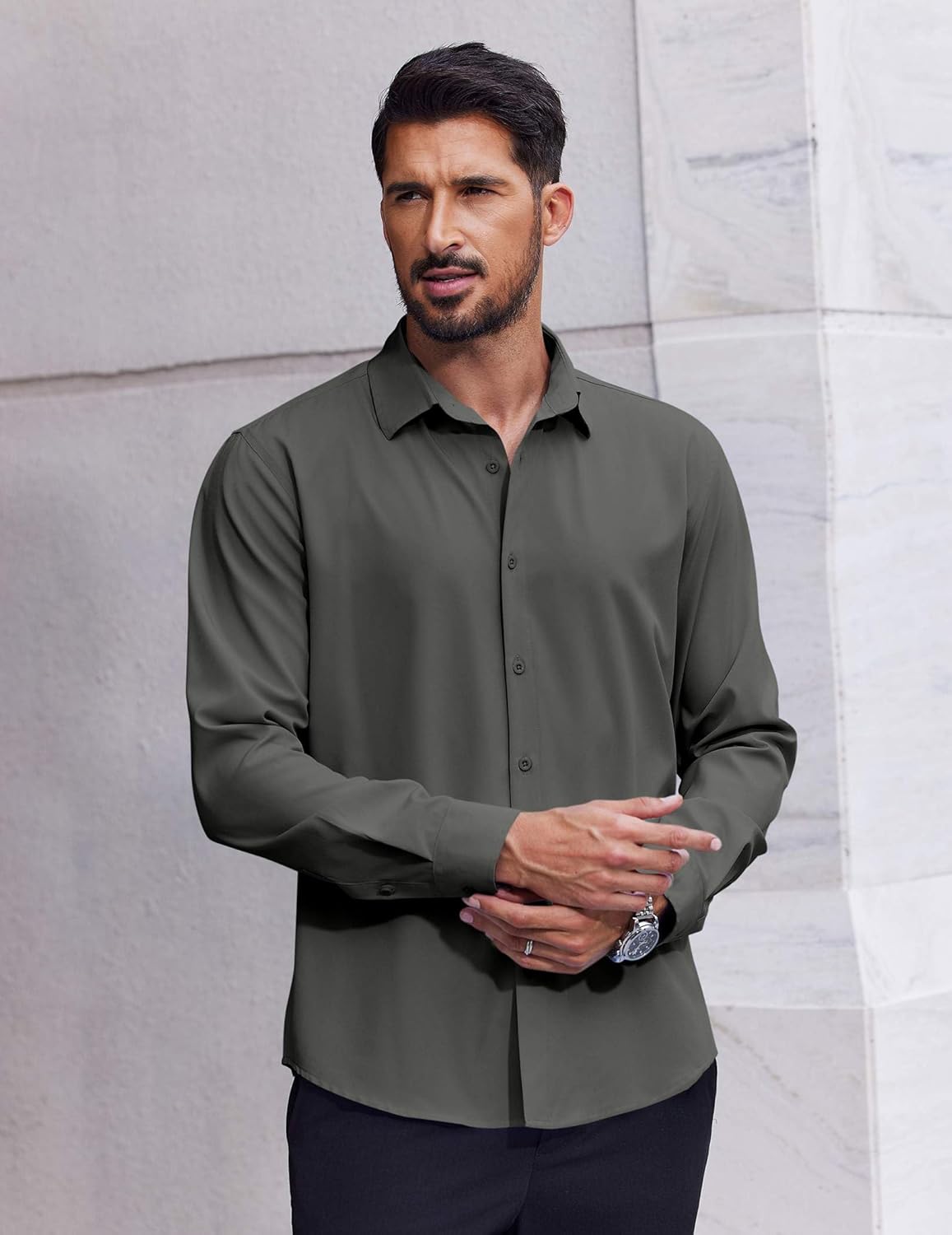 COOFANDY Men's Dress Shirts Long Sleeve Casual Button Down Shirt Solid Regular Fit Formal Business Shirts - Image 2