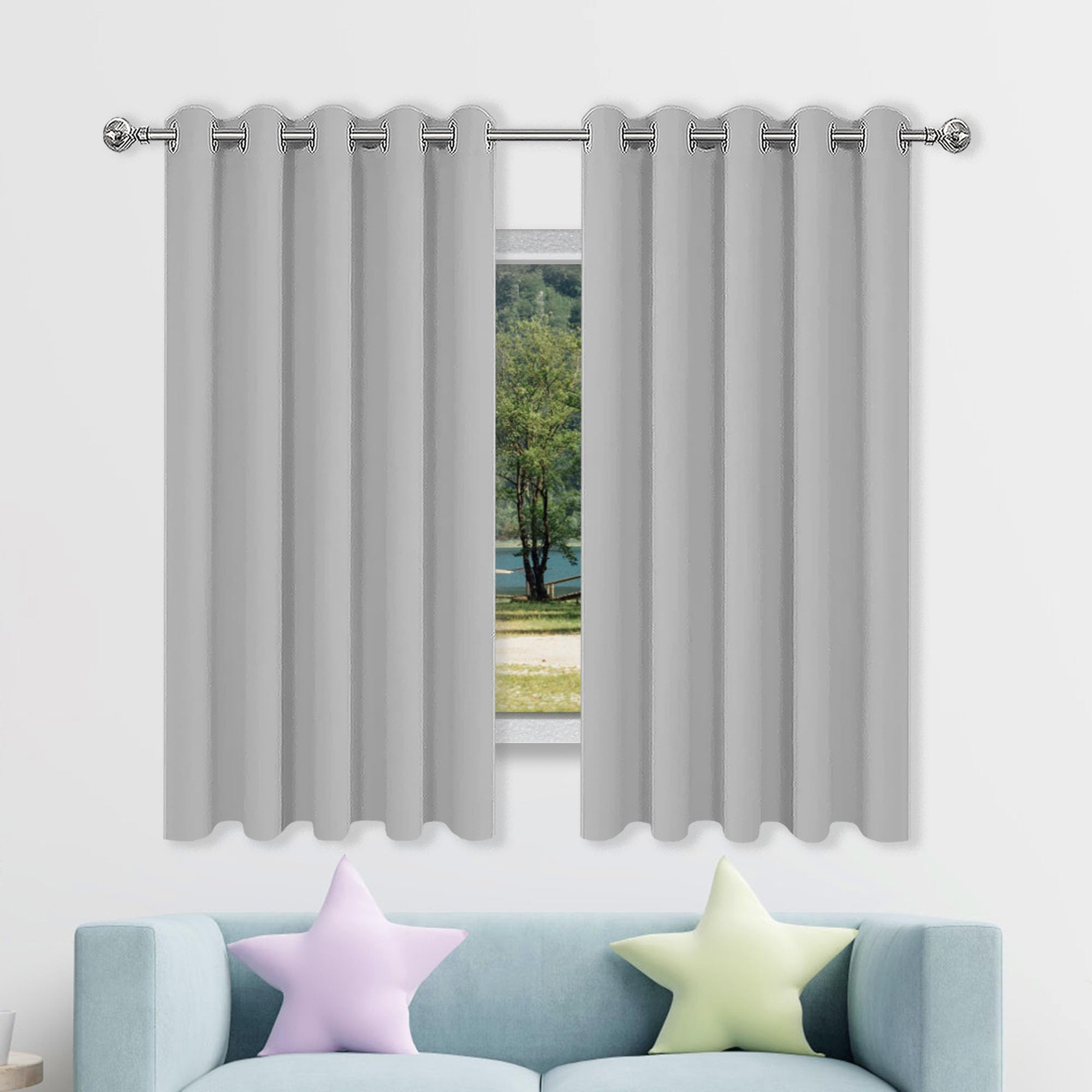 Rideau Thermique - Rideau Occultant 200 x 350 cm Isolation Thermiques, Tissu Doux et Infroissable Salon Doux et Esthétiques, Décoration Maison pour Salon Chambre, Gris Clair