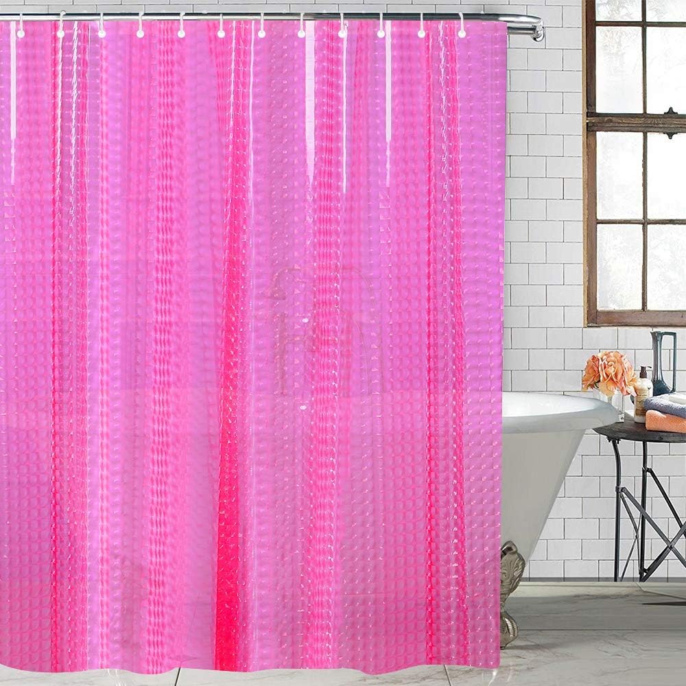Rideau de douche en EVA anti-éclaboussures transparent rose violet pour petite cabine