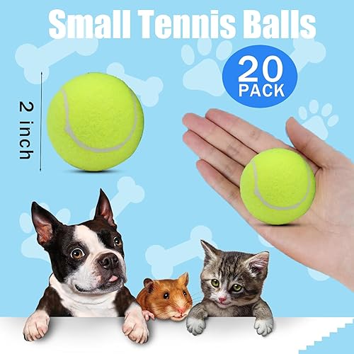 Miniatura 2 de Swingers Pelotas de tenis pequeñas, paquete de 20 pelotas de tenis de entrenamiento de 2 pulgadas, pelota de ejercicio para mascotas y perros con