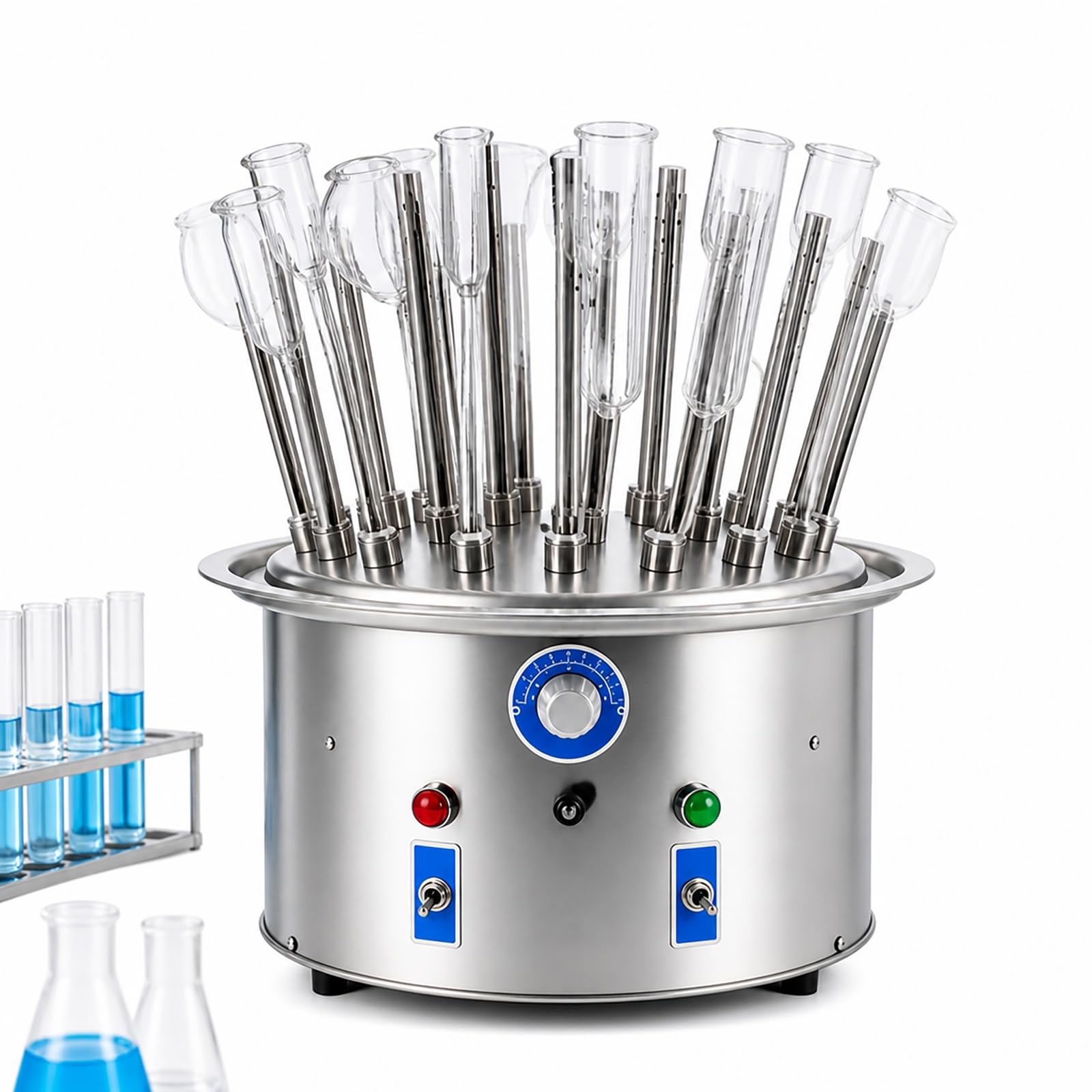 Secador de material de vidrio para laboratorio, rejilla de secado eléctrica | Para tubos de ensayo, Secador de acero inoxidable con 30 puertos y 3 tamaños de tubo para diversos recipientes de vidrio
