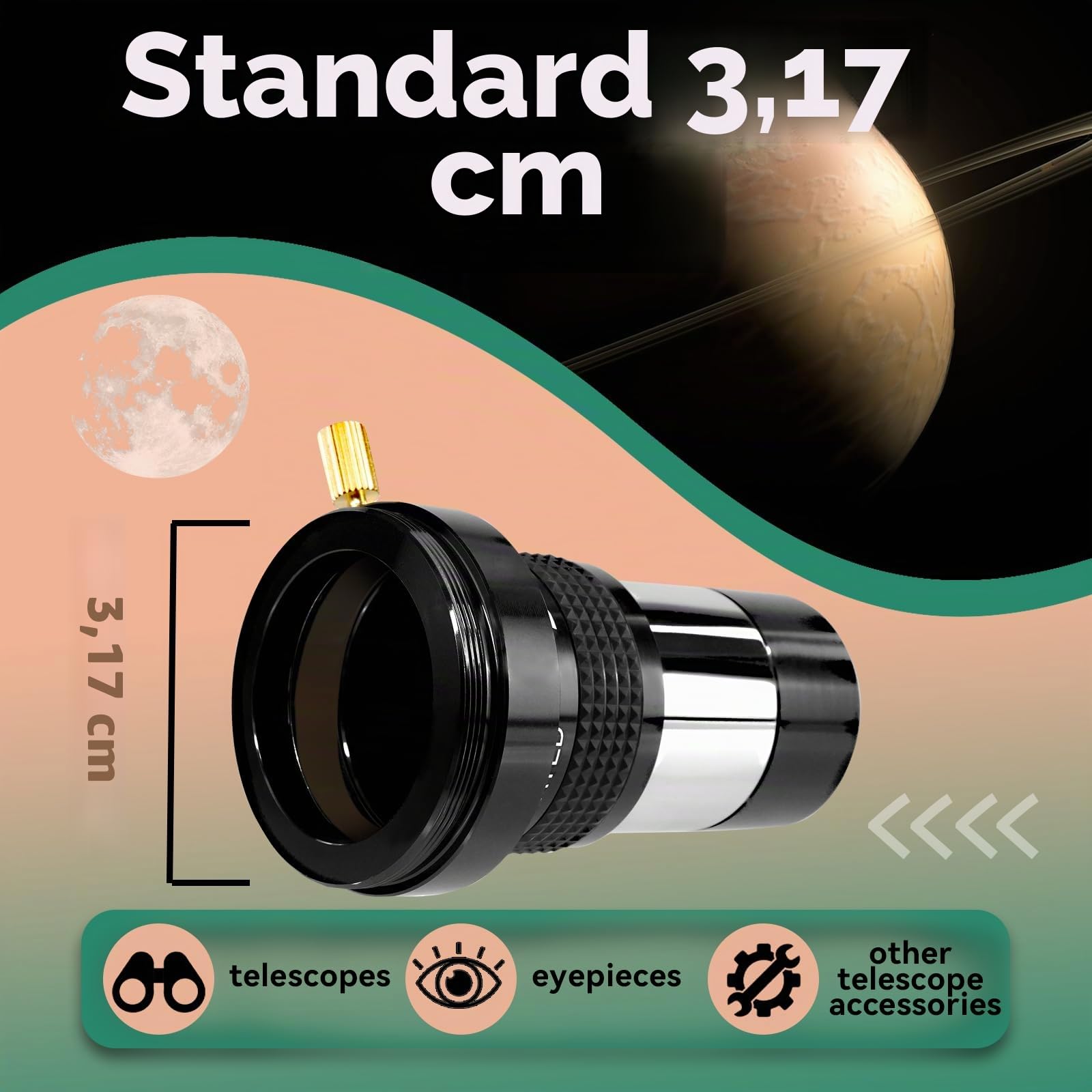 Svbony SV137 Barlow 2X, 1,25 Pouces Barlow Lentille, FMC Barlow en Métal avec Filetage en T pour l'Observation Planétaire de l'Oculaire du Télescope